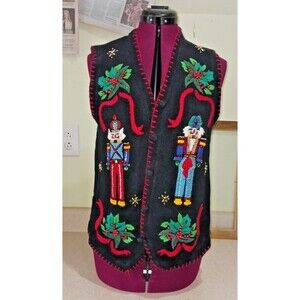 Vintage Victoria Jones Christmas Vest Granny Core Ugly Sweater Size S